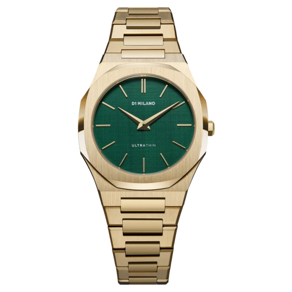 Orologio D1 Milano Uomo Ultra Thin Gold Emerald in Acciaio D1-UTBL18