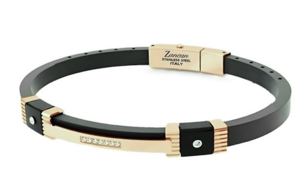 Bracciale Zancan Uomo in Caucciù Zircone EHB420