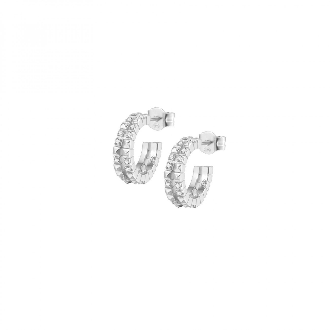 Orecchini Rosato Donna Cubica in Argento Zirconia RZO042