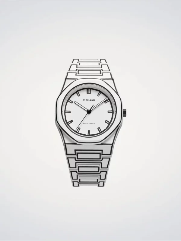 Orologio D1 Milano Uomo White Sketch  in Policarbonato D1-PCBJ34